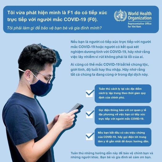 Tôi vừa phát hiện mình là F1 do có tiếp xúc trực tiếp với người mắc #COVID19 (F0). Tôi phải làm gì để bảo vệ bạn bè và gia đình?